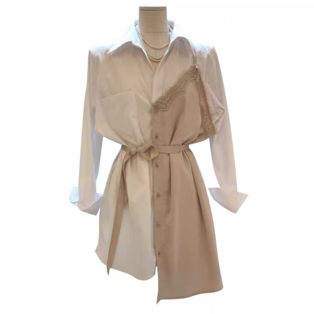 Asymmetrical Design Fake Two-Piece Shirt Dress